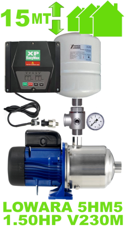 autoclave silenzioso per casa fino a 5 piani con giardino (max 10 appartamenti) completo di elettropompa LOWARA 5HM5 - raccordi inverter murale e polmone di compensazione